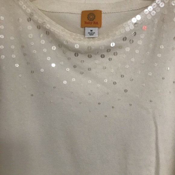 Ruby Rd. Knit sequined top. Medium - Picture 4 of 4